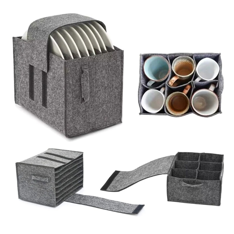 Camping Cooking Organizer - 1pc Felt Plate Dish Cup Storage