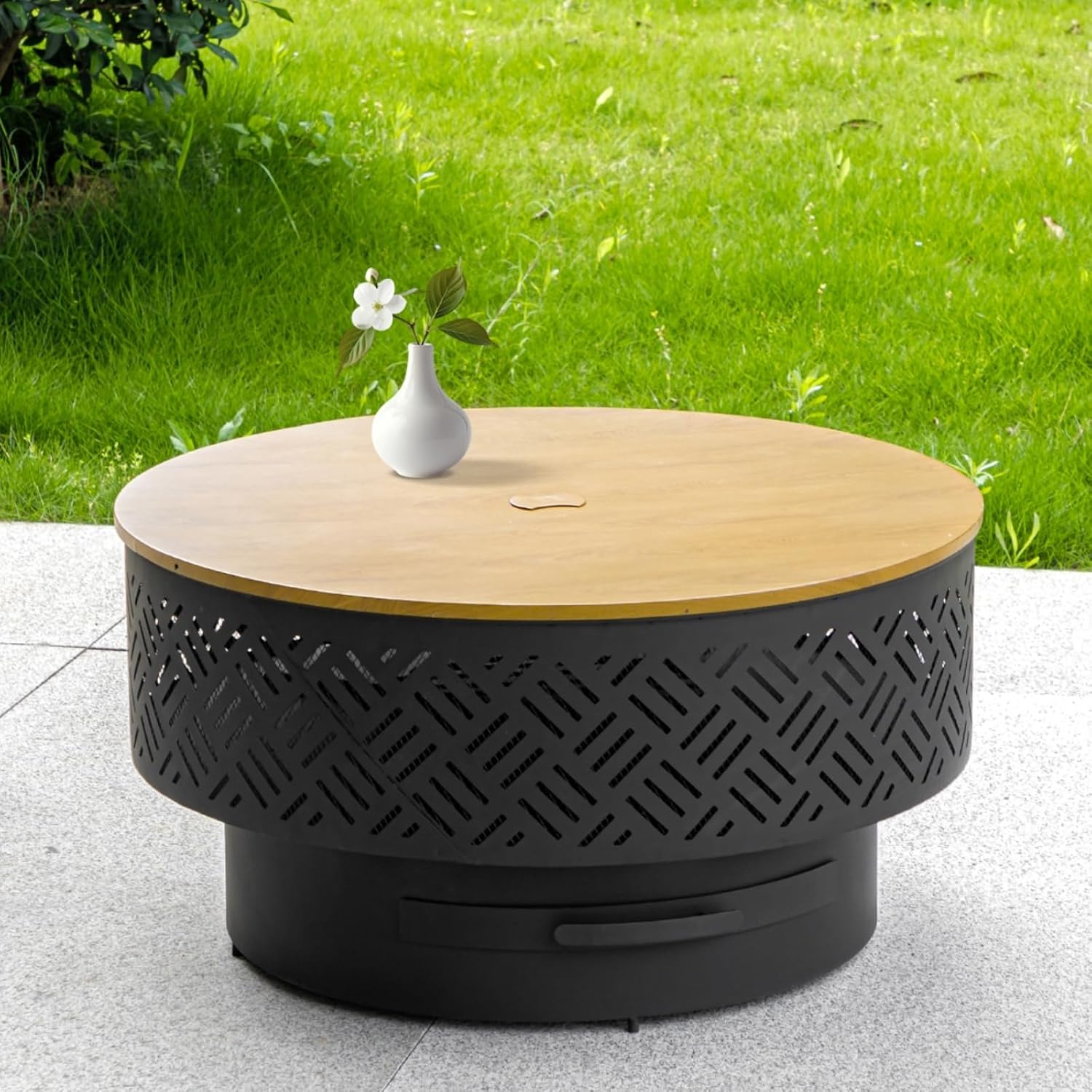 32 Inch Round Metal Wood Burni - Camping Cooking Table 评论和价格